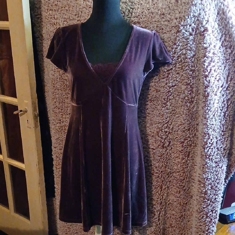 Frenchi Purple Velvet Mini Dress